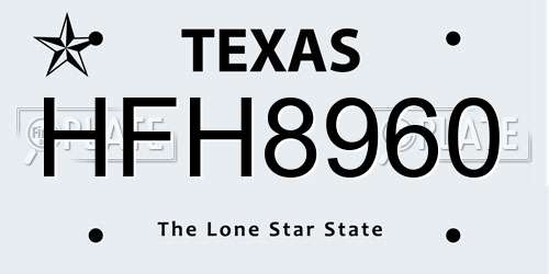 HFH8960 Texas License Plate