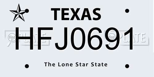 HFJ0691 Texas License Plate