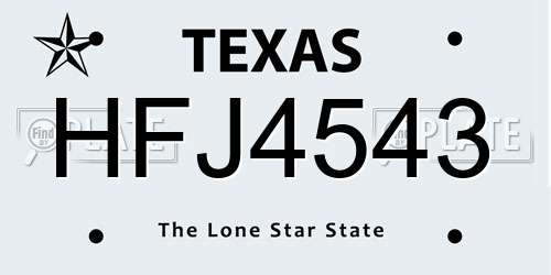 HFJ4543 Texas License Plate