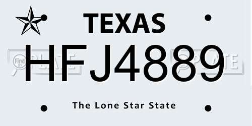 HFJ4889 Texas License Plate