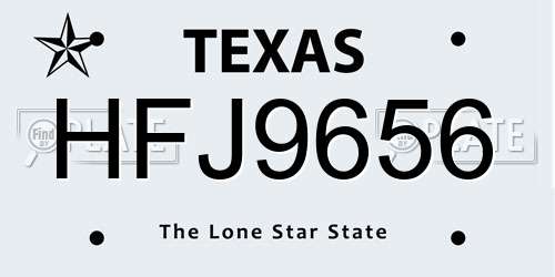 HFJ9656 Texas License Plate
