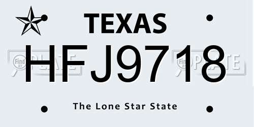HFJ9718 Texas License Plate