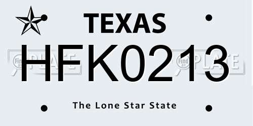 HFK0213 Texas License Plate