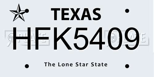 HFK5409 Texas License Plate