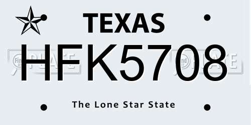 HFK5708 Texas License Plate
