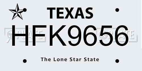 HFK9656 Texas License Plate