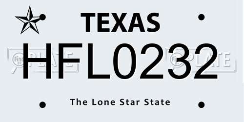 HFL0232 Texas License Plate