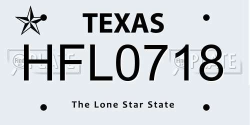 HFL0718 Texas License Plate