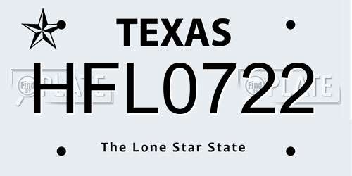 HFL0722 Texas License Plate