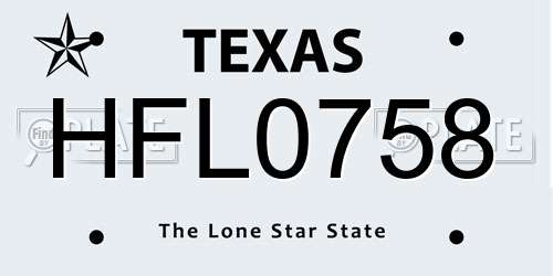 HFL0758 Texas License Plate