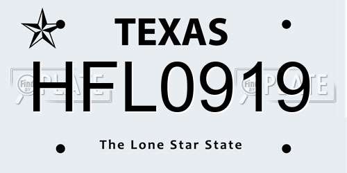 HFL0919 Texas License Plate