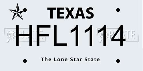 HFL1114 Texas License Plate