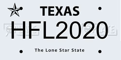 HFL2020 Texas License Plate