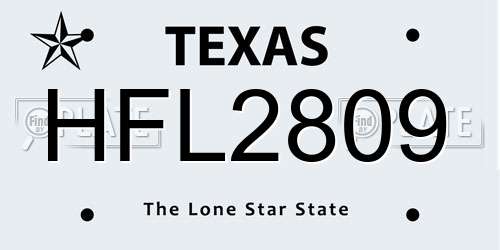 HFL2809 Texas License Plate