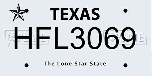 HFL3069 Texas License Plate
