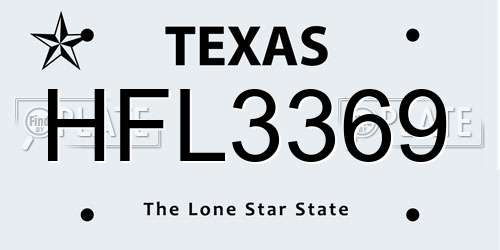 HFL3369 Texas License Plate