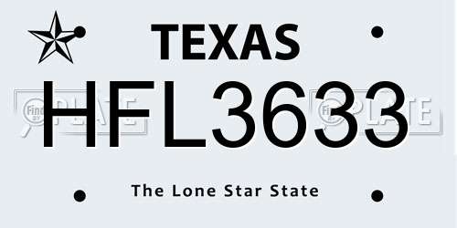 HFL3633 Texas License Plate