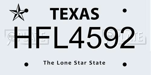 HFL4592 Texas License Plate