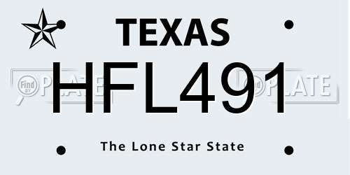 HFL491 Texas License Plate