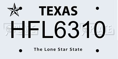 HFL6310 Texas License Plate