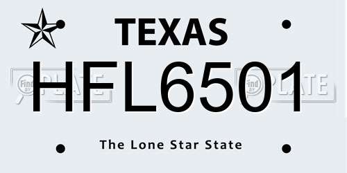 HFL6501 Texas License Plate