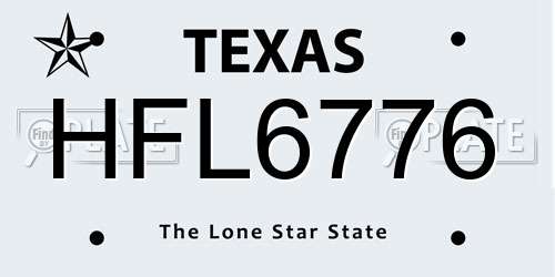 HFL6776 Texas License Plate