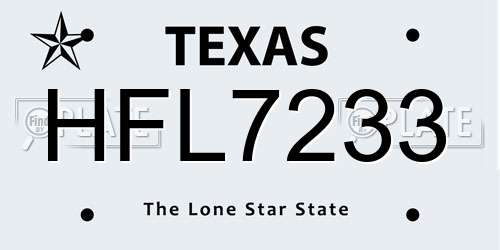 HFL7233 Texas License Plate