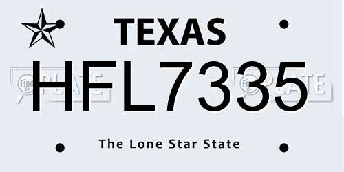 HFL7335 Texas License Plate