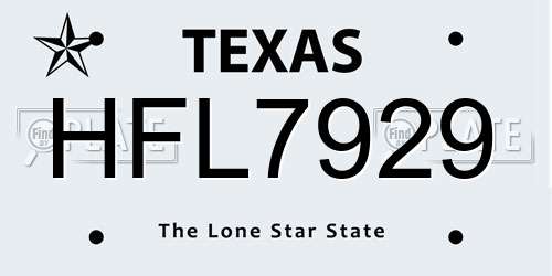 HFL7929 Texas License Plate