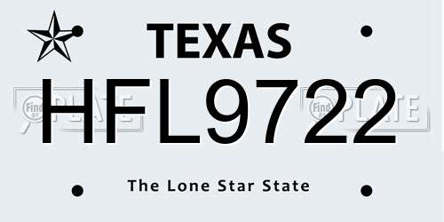 HFL9722 Texas License Plate