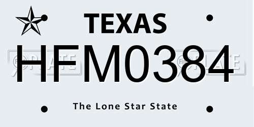 HFM0384 Texas License Plate