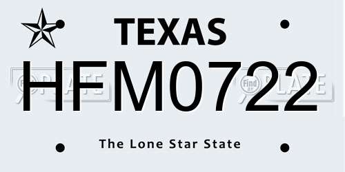 HFM0722 Texas License Plate