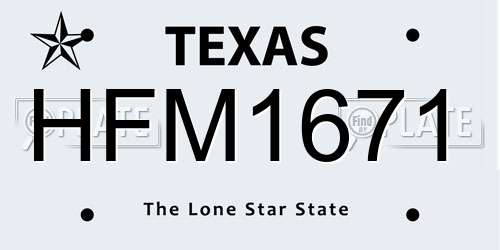 HFM1671 Texas License Plate