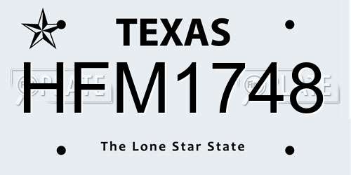 HFM1748 Texas License Plate