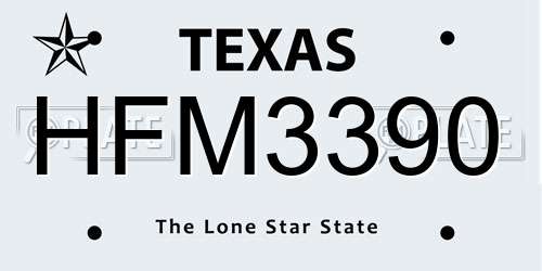 HFM3390 Texas License Plate