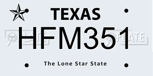 HFM351 Texas License Plate