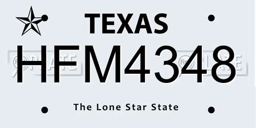 HFM4348 Texas License Plate