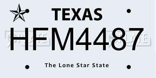 HFM4487 Texas License Plate