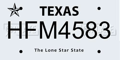 HFM4583 Texas License Plate