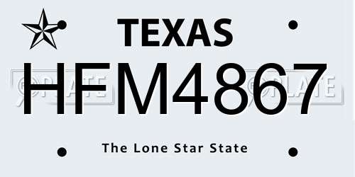 HFM4867 Texas License Plate
