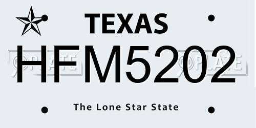 HFM5202 Texas License Plate