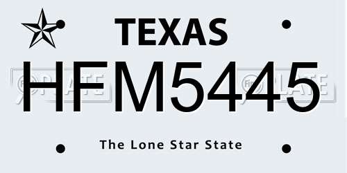 HFM5445 Texas License Plate