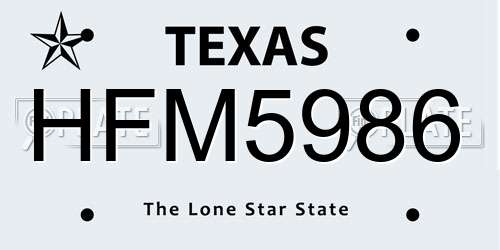 HFM5986 Texas License Plate