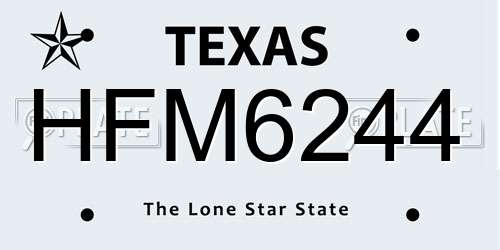 HFM6244 Texas License Plate