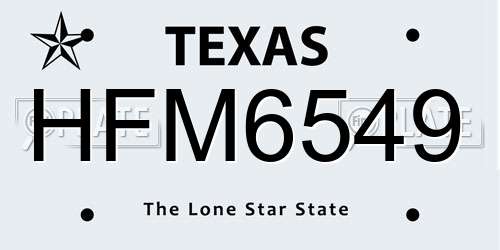 HFM6549 Texas License Plate