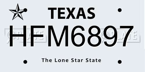 HFM6897 Texas License Plate
