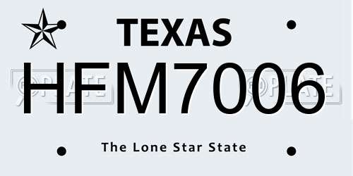 HFM7006 Texas License Plate