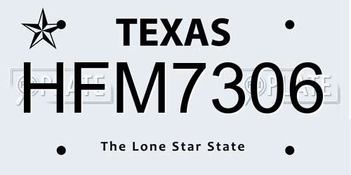 HFM7306 Texas License Plate