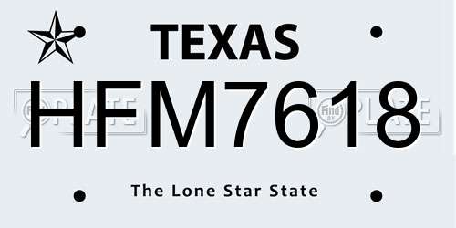HFM7618 Texas License Plate