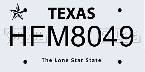 HFM8049 Texas License Plate